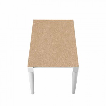 6-osobowy ceramiczny stół i nogi z białego drewna - Claudiano