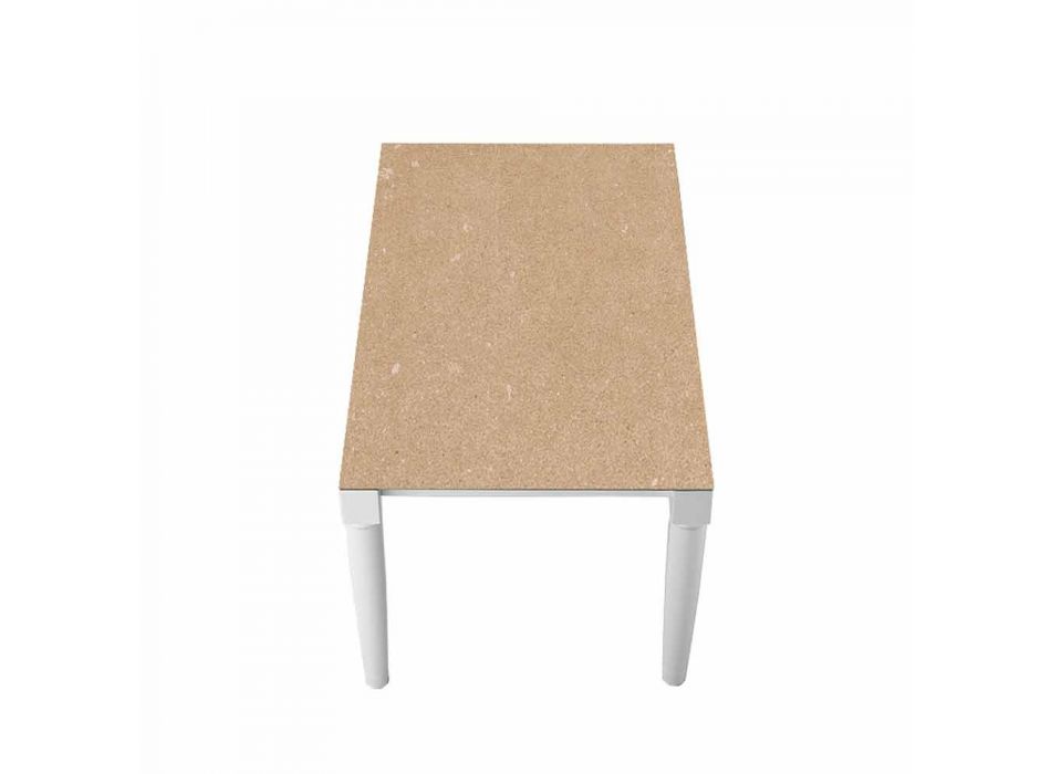 6-osobowy ceramiczny stół i nogi z białego drewna - Claudiano Viadurini