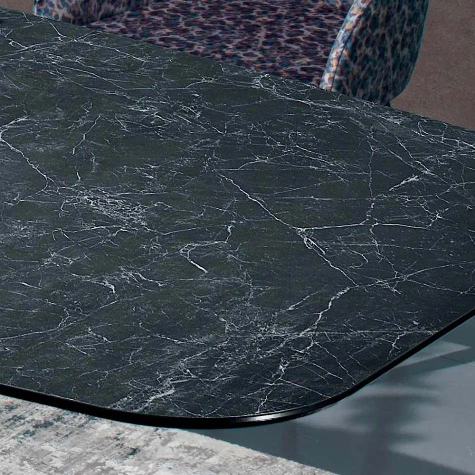 Polerowany grecki czarny stół ceramiczny Made in Italy - Grotta Viadurini