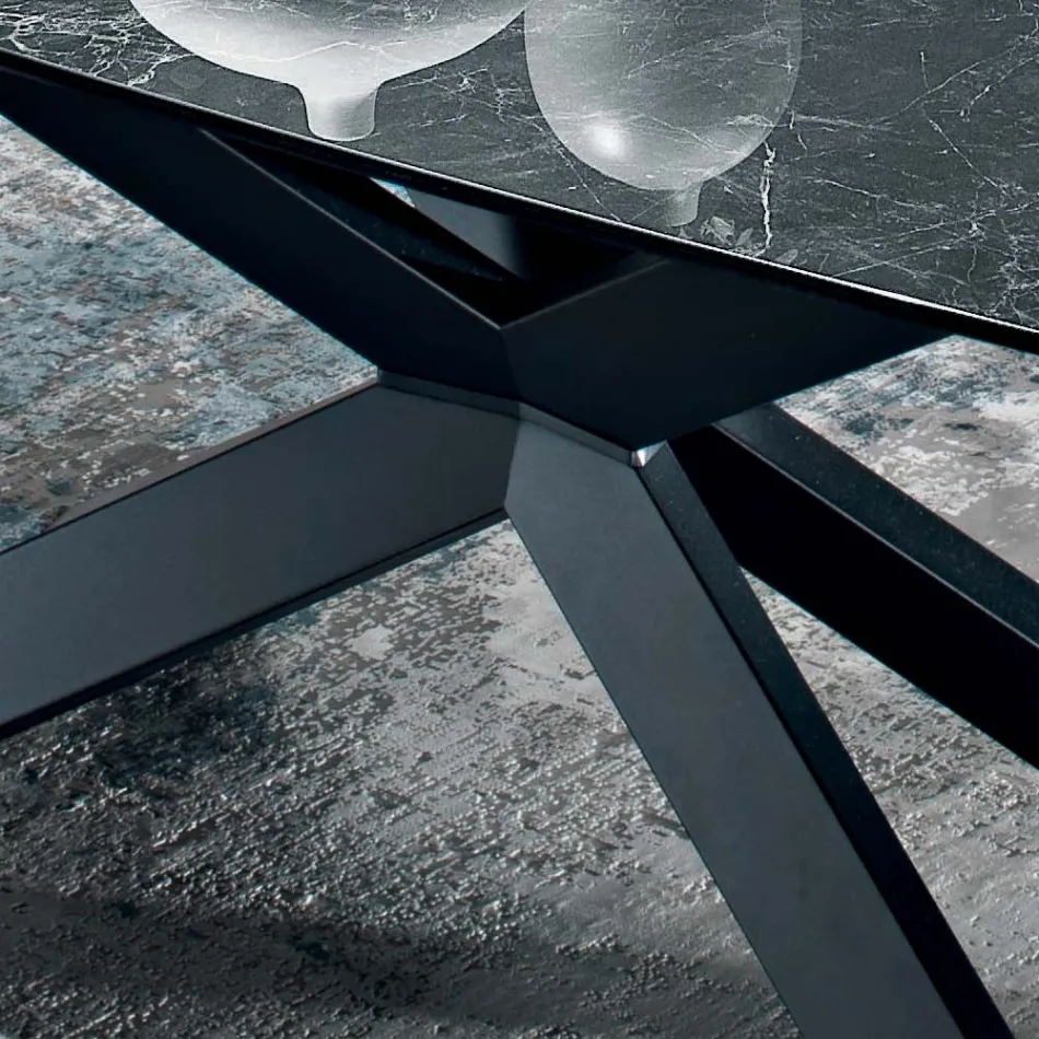 Polerowany grecki czarny stół ceramiczny Made in Italy - Grotta Viadurini