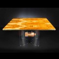 Stół z drewna oliwnego i szkła, kwadratowy Portofino Vgnewtrend 