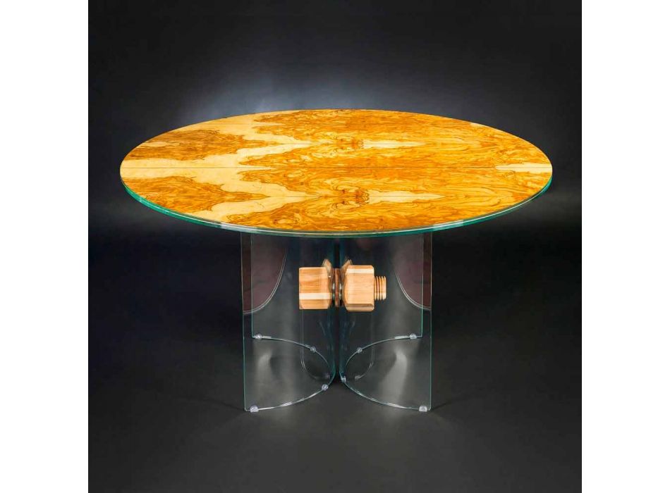 w tabeli oliwa z drewna i szkła okrągłego Portofino VGnewtrend Viadurini