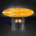 Stół z drewna oliwnego i szkła, okrągły Portofino Vgnewtrend