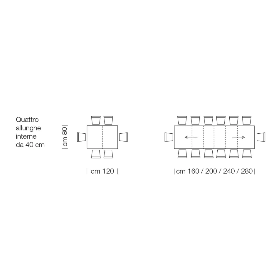 Rozkładany drewniany stół z laminatu do 470 cm Made in Italy – Gordito Viadurini