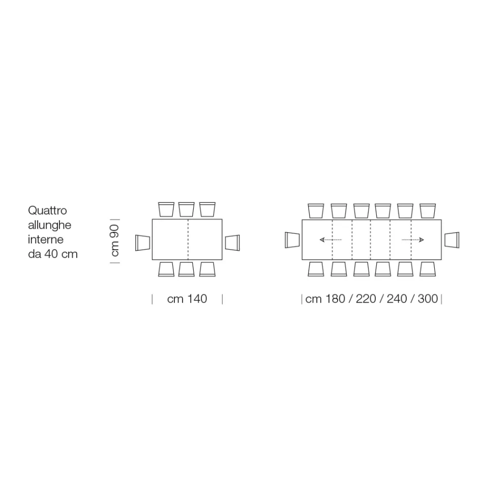 Rozkładany drewniany stół laminowany do 470 cm Made in Italy – Gordito Viadurini