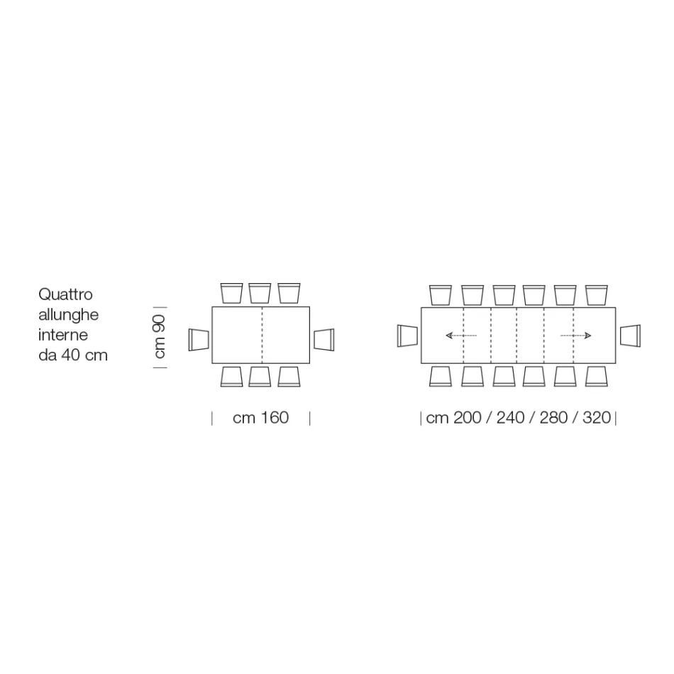 Rozkładany drewniany stół laminowany do 470 cm Made in Italy – Gordito Viadurini