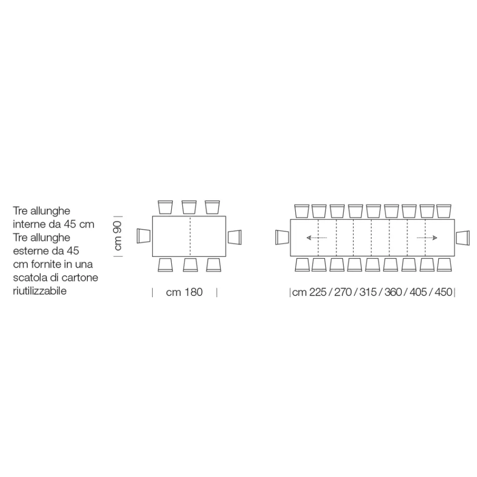 Rozkładany drewniany stół laminowany do 470 cm Made in Italy – Gordito Viadurini