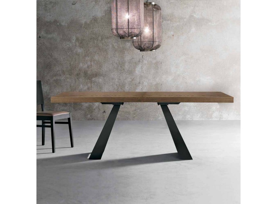 Nowoczesny stół w wiązanym drewnie dębowym z Włoch, Zerba Viadurini