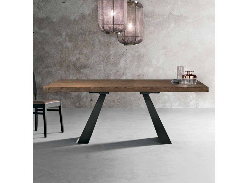 Nowoczesny stół w wiązanym drewnie dębowym z Włoch, Zerba Viadurini