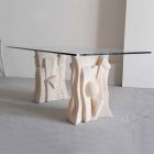 kamienny stół z kryształowym Priama nowoczesny design Viadurini
