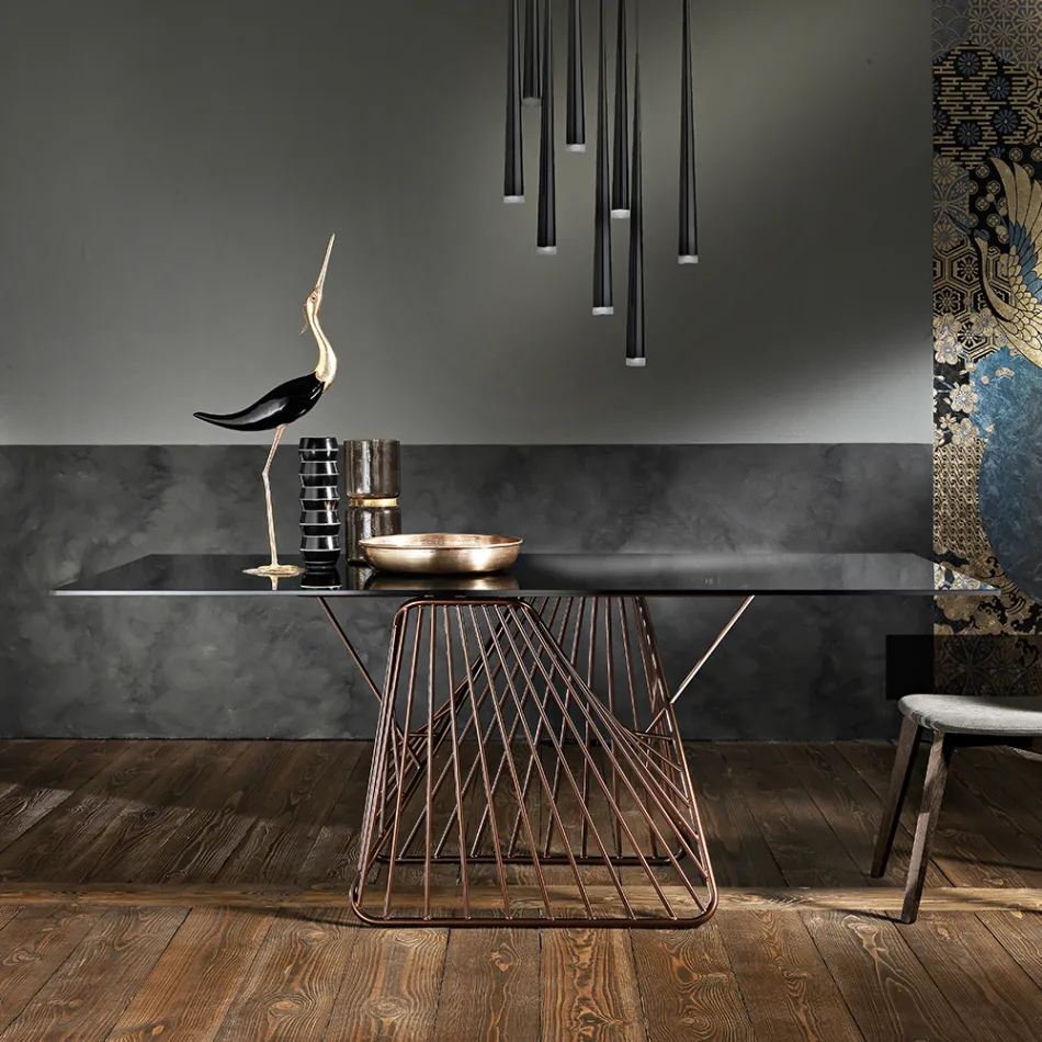 Nowoczesny stół ze szkła hartowanego wyprodukowanego we Włoszech, Mitia Viadurini