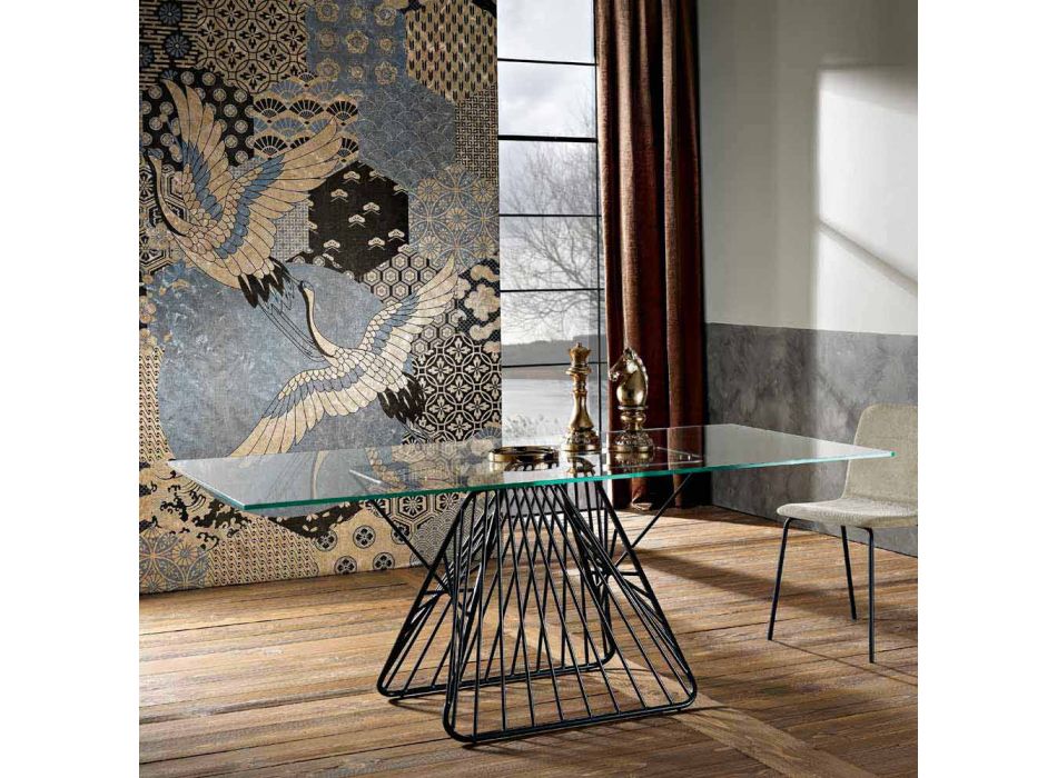 Nowoczesny stół ze szkła hartowanego wyprodukowany we Włoszech, Mitia Viadurini