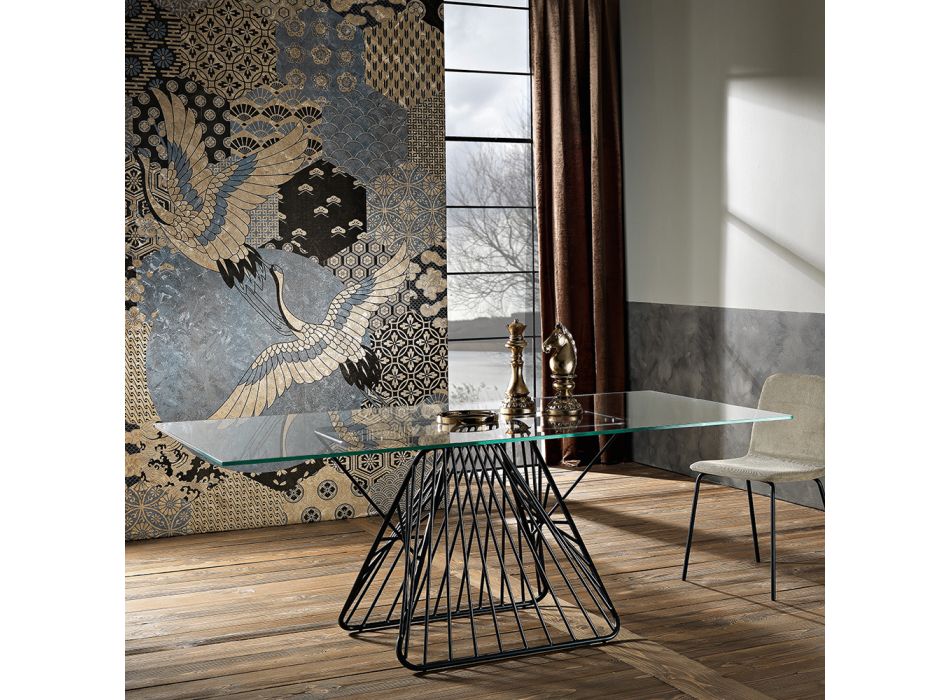 Nowoczesny stół ze szkła hartowanego wyprodukowanego we Włoszech, Mitia Viadurini