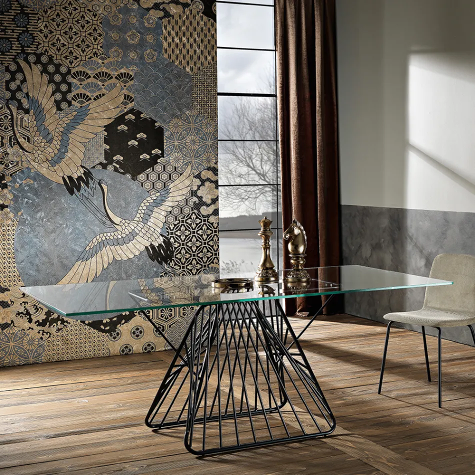 Nowoczesny stół ze szkła hartowanego wyprodukowanego we Włoszech, Mitia Viadurini