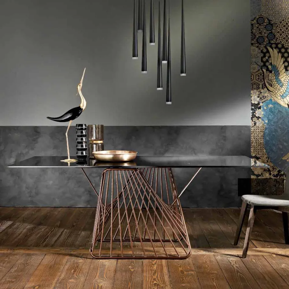 Nowoczesny stół ze szkła hartowanego wyprodukowany we Włoszech, Mitia Viadurini