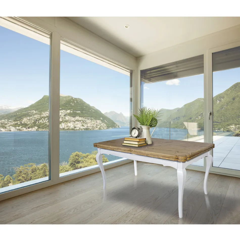 Rozkładany stół do wnętrz z jodły z profilowanymi narożnikami Made in Italy - Faramir Viadurini