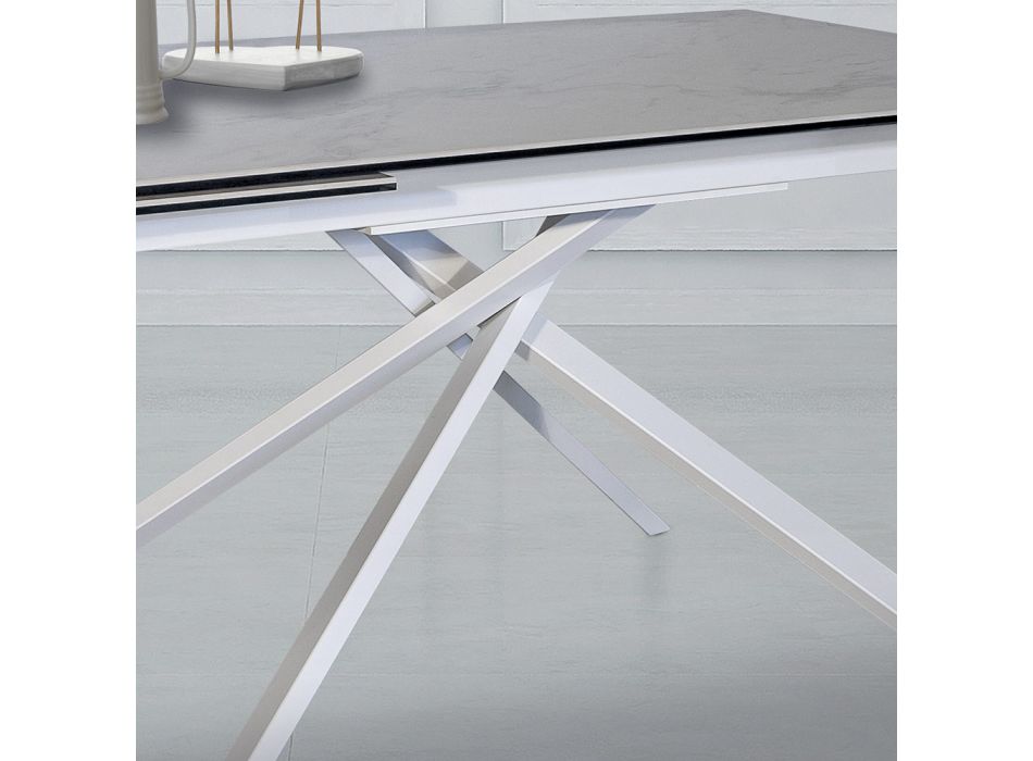 Wewnętrzny rozkładany stół ze szkła ceramicznego i metalu Made in Italy - Khal Viadurini