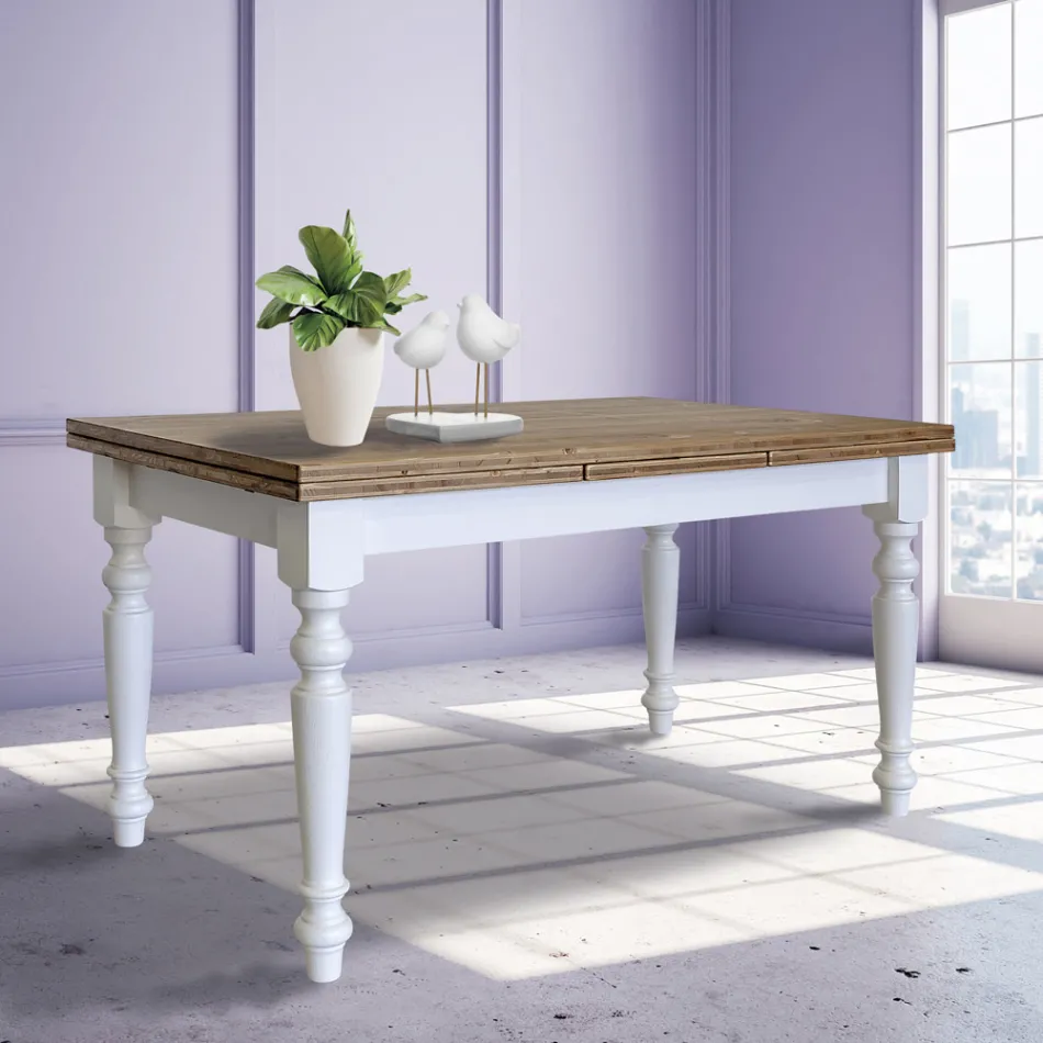 Rozkładany stół dzienny z jodły skandynawskiej Made in Italy - Benidorm Viadurini