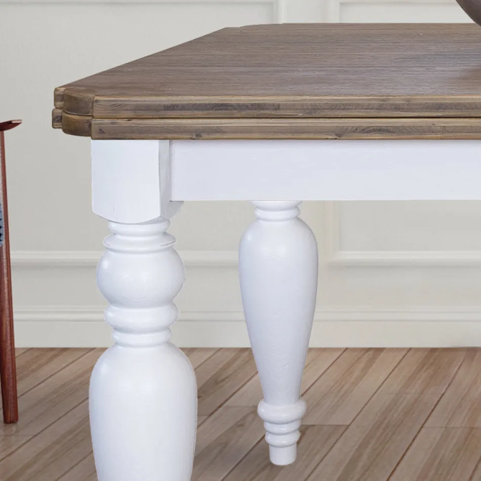 Rozkładany stół dzienny z dębu z profilowanymi narożnikami Made in Italy - Rafael Viadurini