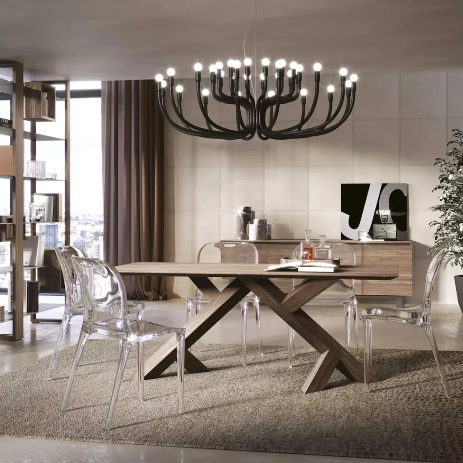 Stół dzienny z prawdziwego solidnego orzecha włoskiego Made in Italy - Boromir Viadurini