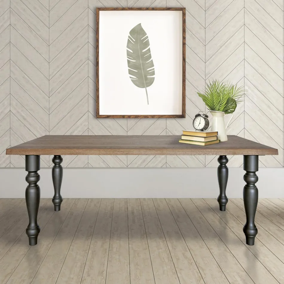 Stół dzienny pokryty litym dębem Made in Italy - Geolier Viadurini