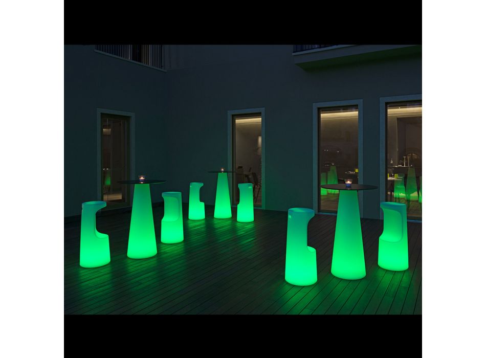 Zewnętrzny stół oświetleniowy z diodami LED z Hpl i polietylenu Wyprodukowano we Włoszech - Forlina Viadurini