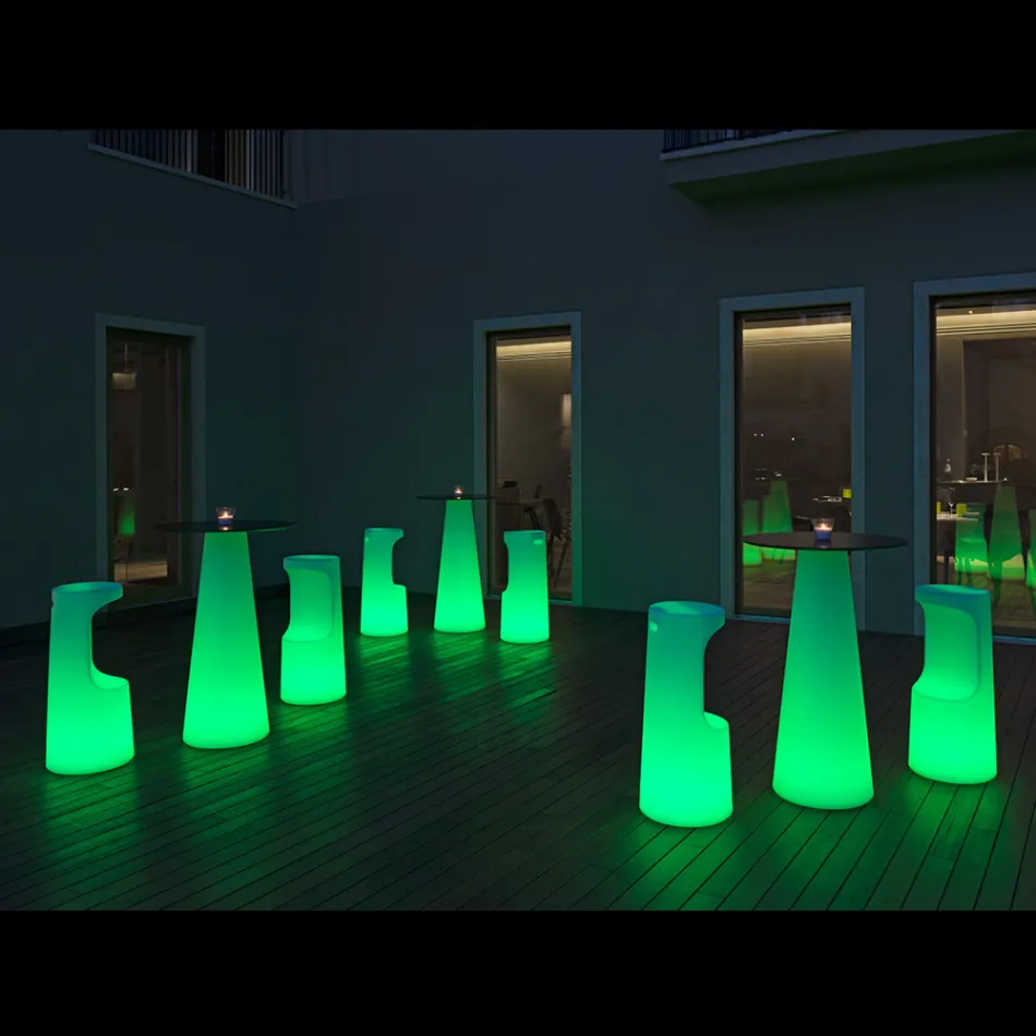 Zewnętrzny stół oświetleniowy z diodami LED z Hpl i polietylenu Wyprodukowano we Włoszech - Forlina Viadurini