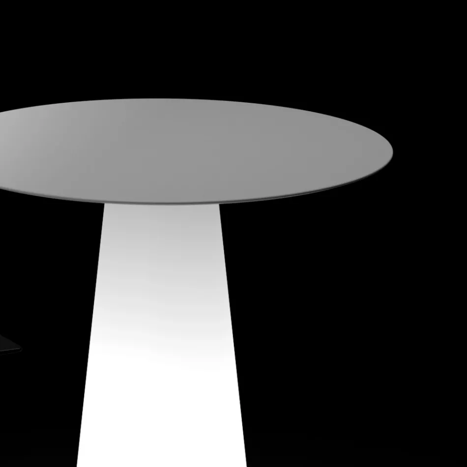 Stolik oświetleniowy zewnętrzny z podstawą LED i okrągłym blatem Made in Italy - Forlina Viadurini