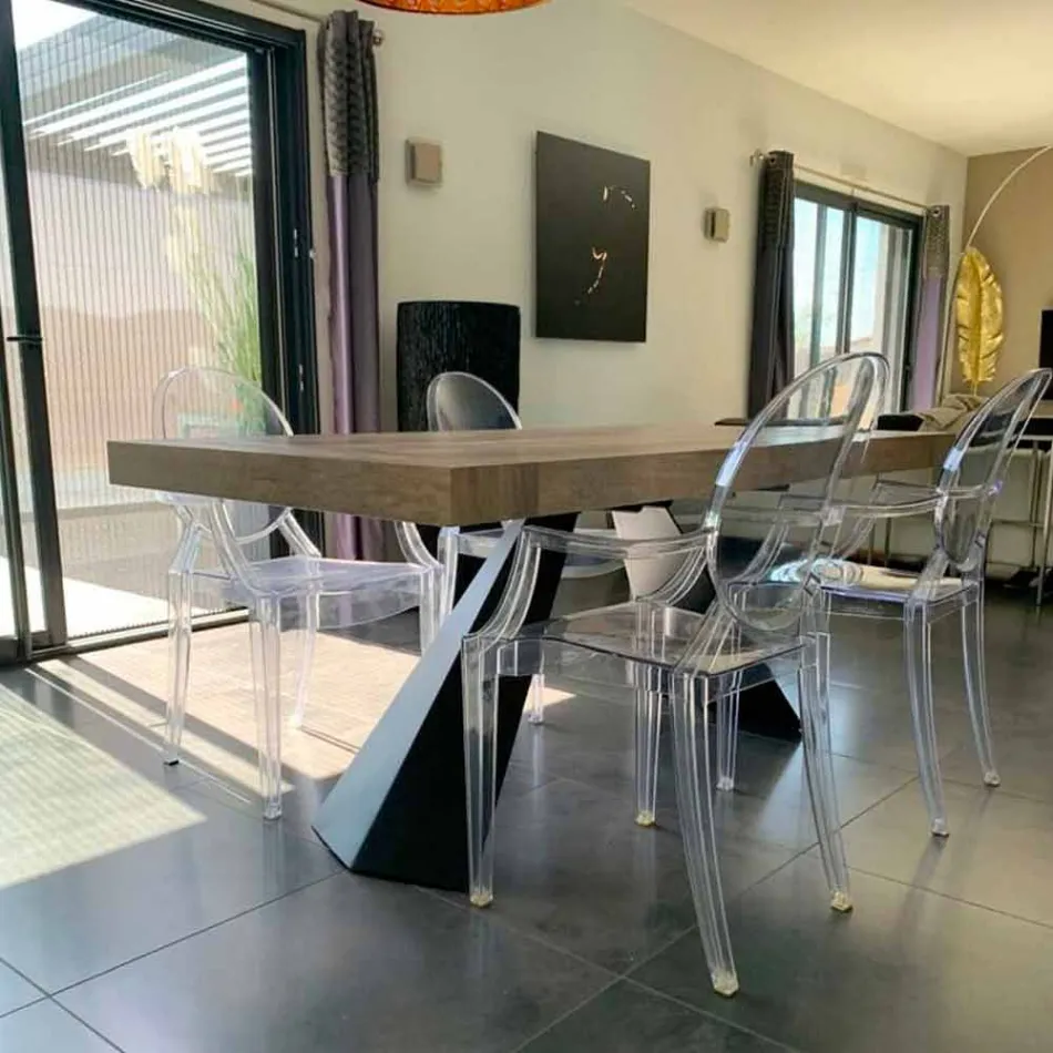 Nowoczesny rozkładany stół do 260/280 cm z drewna i metalu - Teramo Viadurini