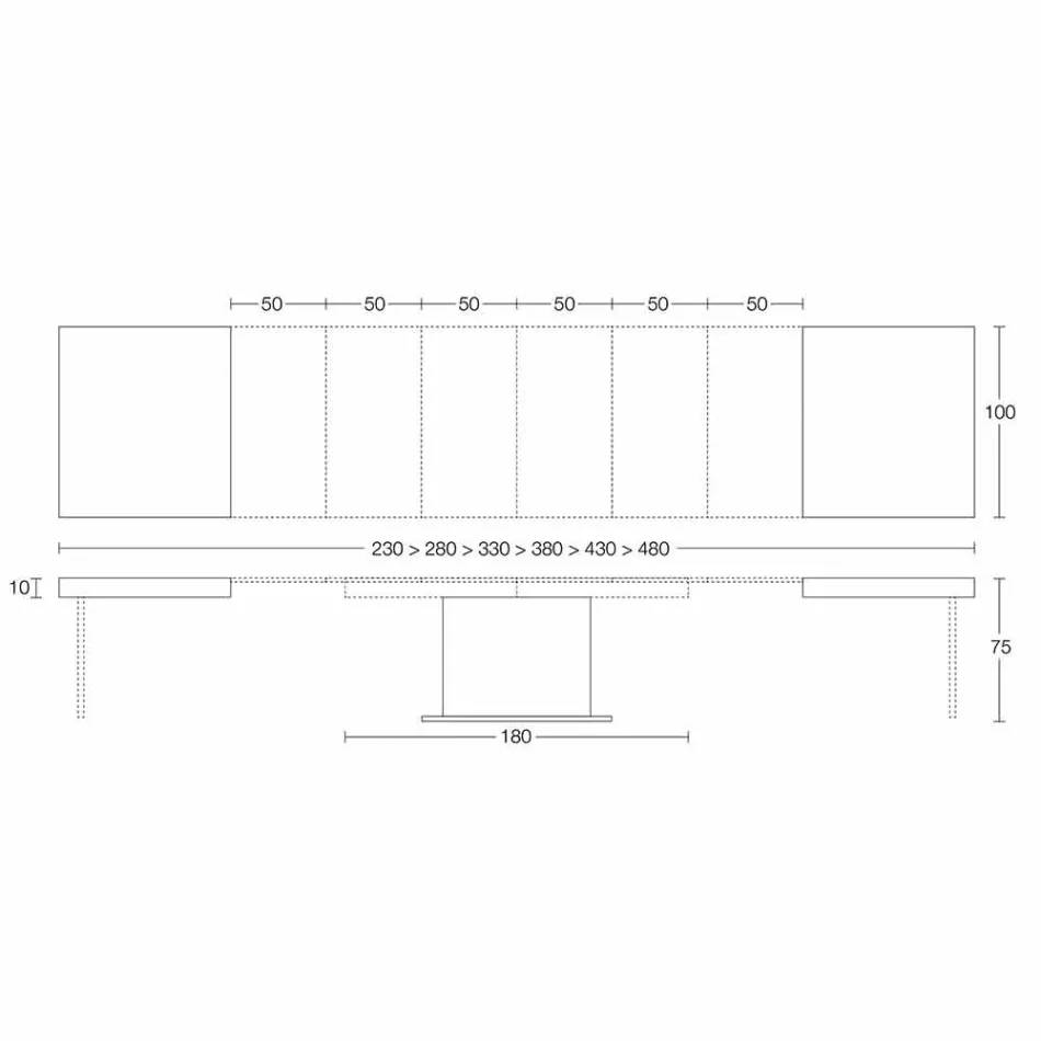 Nowoczesny rozkładany stół do 480 cm z drewna Made in Italy - Michael Viadurini