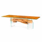 Nowoczesny stół z drewna oliwnego i prostokątne szkła Portofino Viadurini