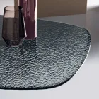 Stół owalny 180x100 cm z przydymionego szkła młotkowanego i metalu - Domus Viadurini