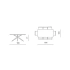 Stół owalny 180x100 cm z przydymionego szkła młotkowanego i metalu - Domus Viadurini