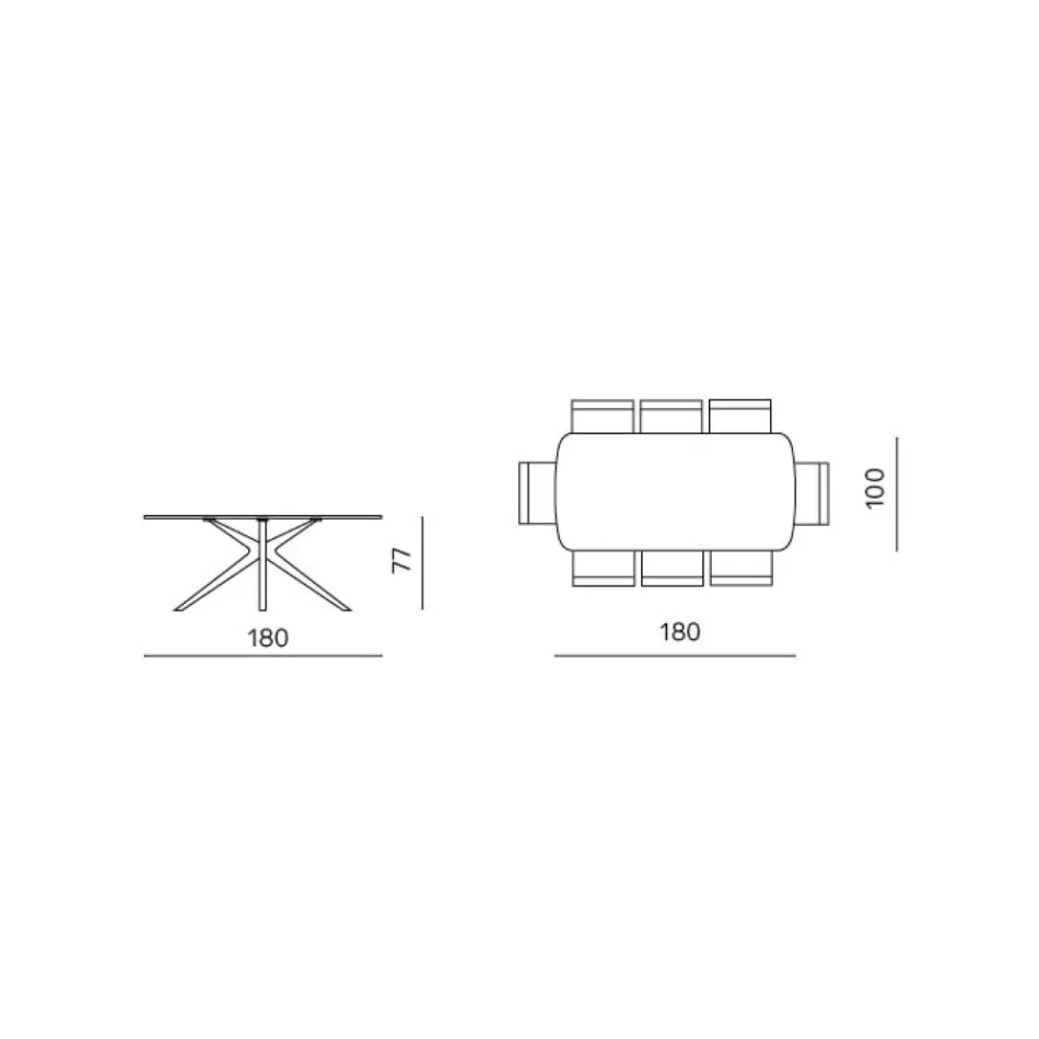 Stół owalny 180x100 cm z przydymionego szkła młotkowanego i metalu - Domus Viadurini