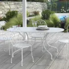 Owalny stół ogrodowy wykonany w całości z metalu - Archiwum Viadurini