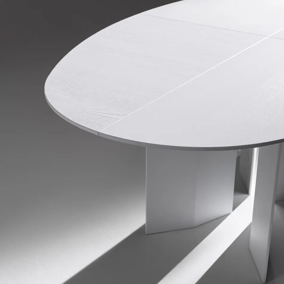 Owalny stół jadalny ze sklejki fornirowanej jesionem - Capricorn Viadurini