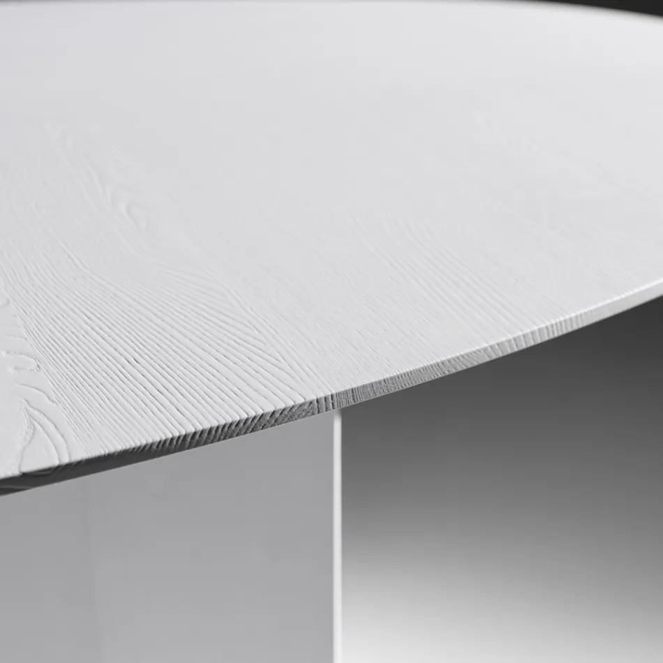 Owalny stół jadalny ze sklejki fornirowanej jesionem - Capricorn Viadurini