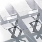 Stół o owalnym wzorze w krysztale 280x120cm wykonany we Włoszech Viadurini