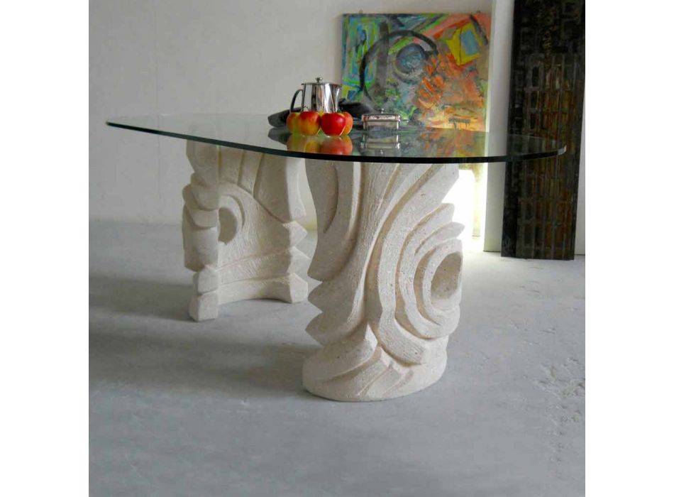 Petra owalny stół z nowoczesnym wzornictwem kryształowych Furies Viadurini