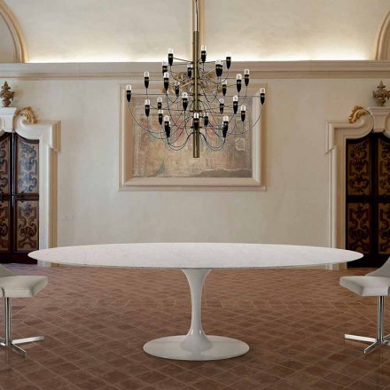 Nowoczesny owalny stół z marmuru Carrara lub czarnego marmuru Marquinia Made in Italy - dolary Viadurini