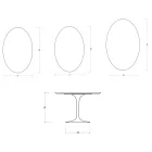 Owalny stół Tulip Saarinen H 74 cm w połyskującej białej ceramice Florim - Scarlet Viadurini