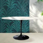 Stół owalny Tulip Saarinen wys. 74 cm z ceramiki Florim Statuario Lucido - szkarłatny Viadurini