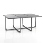 Stół do użytku wewnątrz i na zewnątrz z 6 krzesłami z odchylanym oparciem i 4 pufami - Venir Viadurini