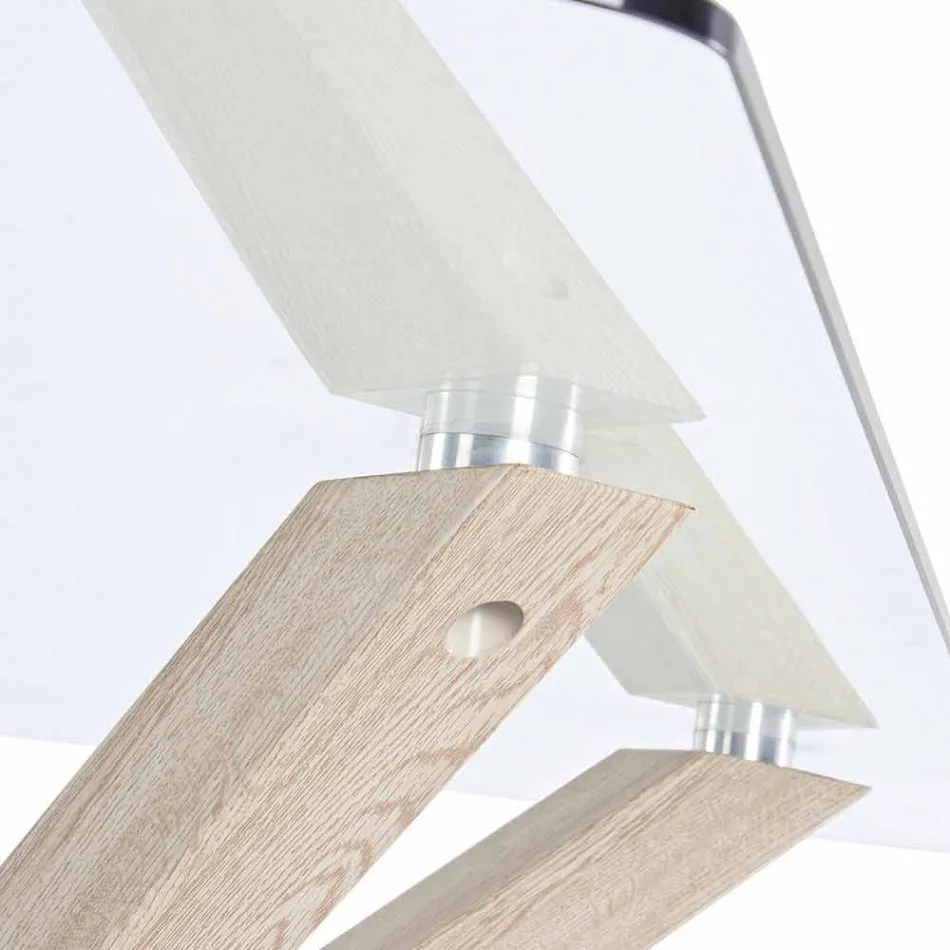 Stół do jadalni Homemotion z blatem ze szkła hartowanego - Denda Viadurini