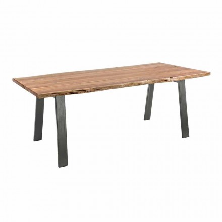 Zaprojektuj stół do jadalni z drewna i stali Homemotion - Cannes Viadurini