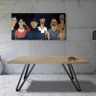 Platerowany stół z plecionego dębu Masellato i metalu Made in Italy - Luanda Viadurini