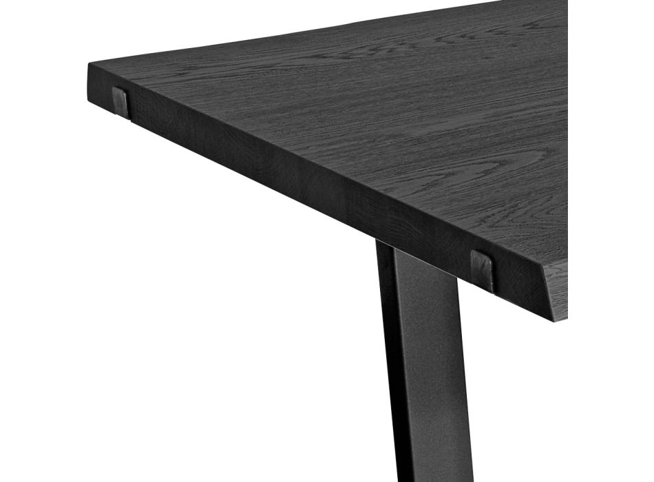 Platerowany stół z kwadratowego sękatego dębu i metalowej podstawy Made in Italy - Pilar Viadurini