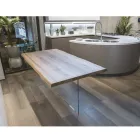 Stół z litego dębu i kryształowa podstawa Made in Italy - Noelia Viadurini