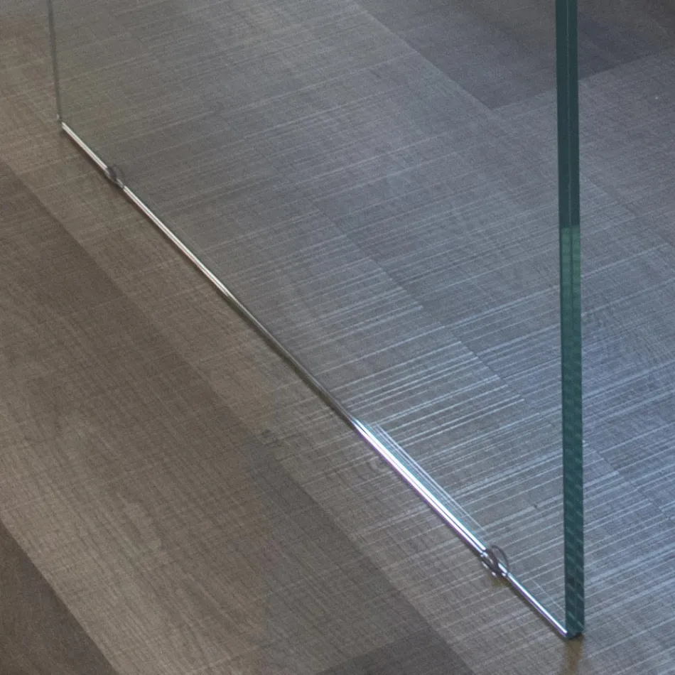 Stół z litego dębu i kryształowa podstawa Made in Italy - Noelia Viadurini