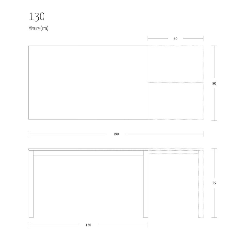 Rozkładany stół do jadalni 190 cm z metalu i drewna Made in Italy - Euclidean Viadurini